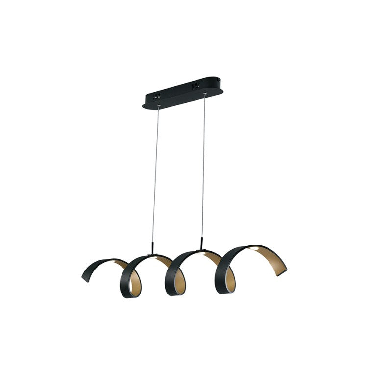 SOSPENSIONE LED HELIX NERA E ORO 20W 1680LM 4000K 80X13,5X120CM